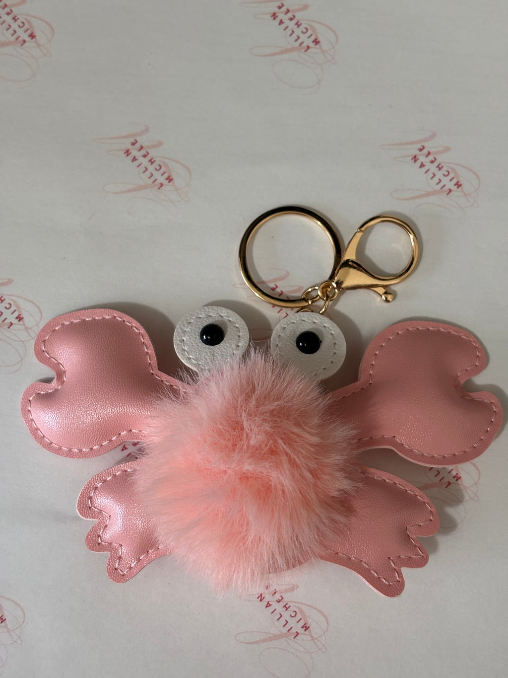 Pink Crab Keychain